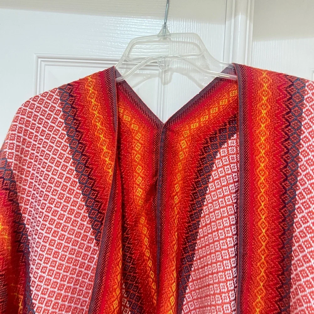 Women One Size Colorful Tribal‎ Soft Knit Fringe Cozy Shawl Poncho Southwestern
